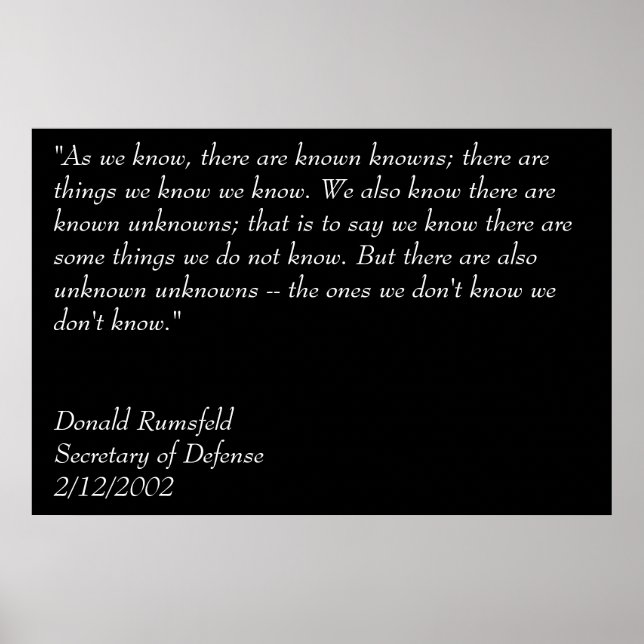 Poster Les connaissances connues de Rumsfeld (Devant)