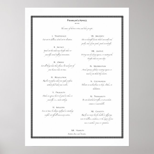 Poster Les conseils de Franklin (Devant)