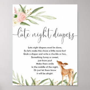 Poster Les couches tard dans la nuit signe cerfs bois ros