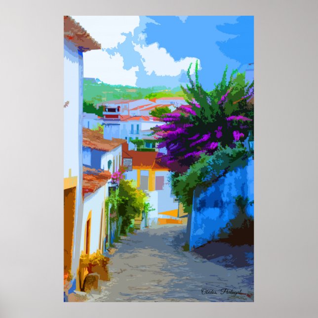 Poster Les couleurs d'Obidos Portugal (Devant)
