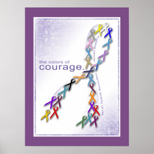 Poster Les couleurs du courage Les rubans de sensibilisat