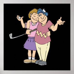 Poster Les couples qui jouent au golf ensemble restent