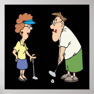 Poster Les couples qui jouent au golf ensemble restent