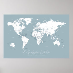 Poster Les couples voyagent dans le monde Carte d'où nous