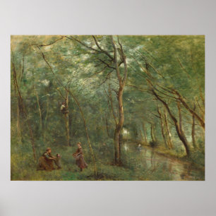 Poster Les cueilleurs d'anguille - Jean-Baptiste - Corot