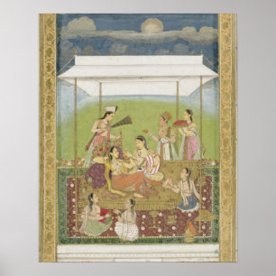 Poster Les dames écoutant de la musique dans un jardin, d