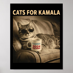 Poster Les Dames Pour Kamala Drôle Chat 2024 Président Ka