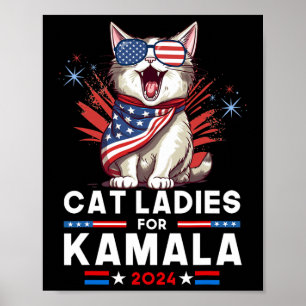Poster Les Dames Pour Kamala Drôle Chat 2024 Président Ka