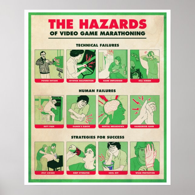 Poster LES DANGERS DU JEU VIDÉO MARATHONING Grande affich (Devant)