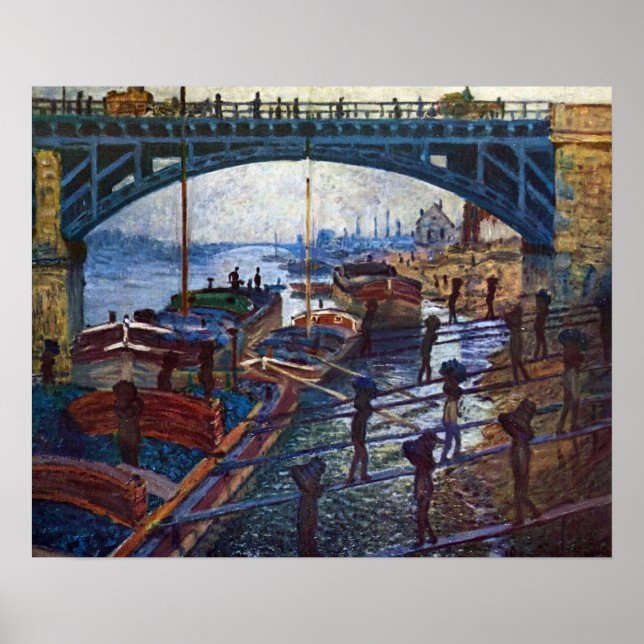 Poster Les Déchargeurs de charbon par Claude Monet (Devant)