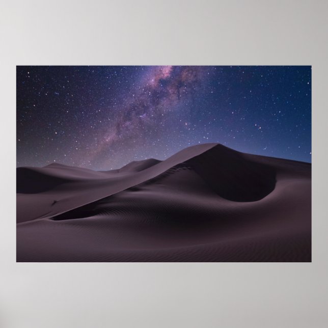 Poster Les déserts | Lait Way Starry Sky Sand Dune Dubai (Devant)