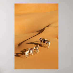 Poster Les déserts Marche touareg avec chameaux
