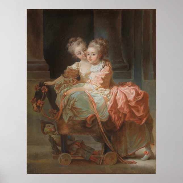 Poster Les Deux Soeurs - Jean-Honoré Fragonard (Devant)