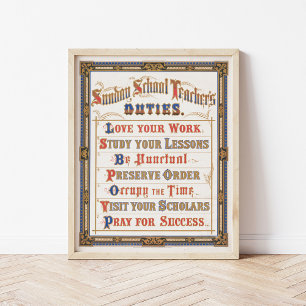 Poster Les devoirs de l'enseignant du dimanche à l'école 