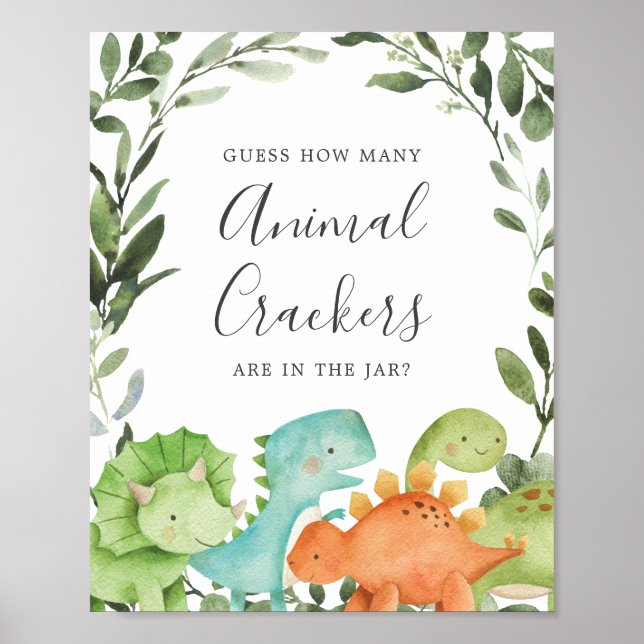 Poster Les Dinosaures Devinent Combien De Crackers Animau (Devant)