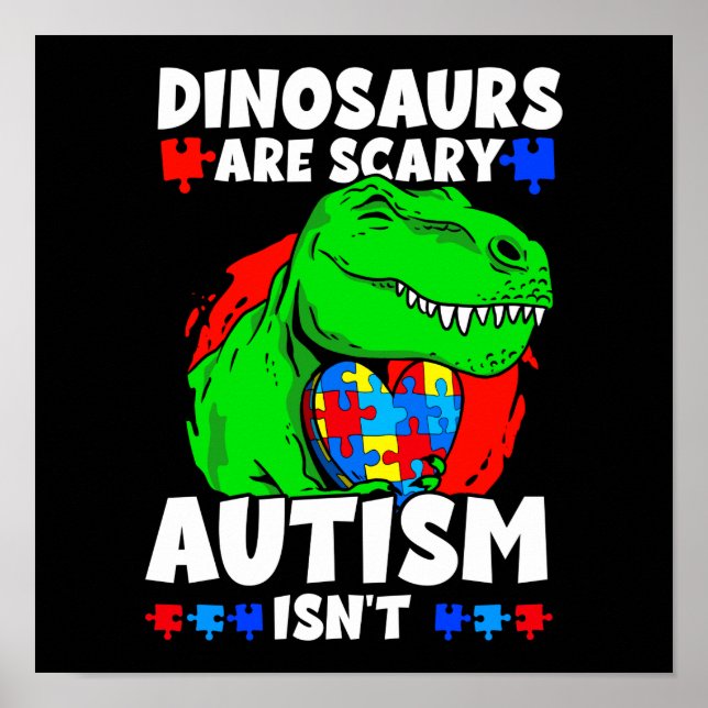 Poster Les dinosaures du T-Rex font peur à l'autisme n'es (Devant)