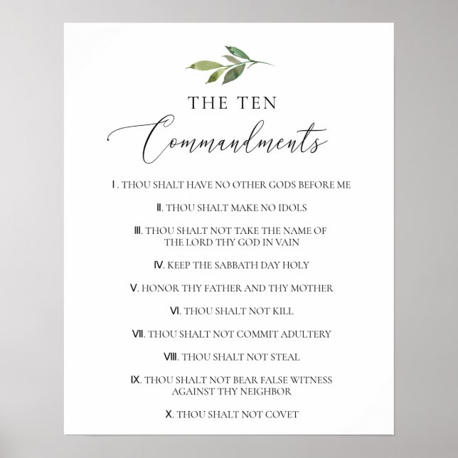 Poster Les Dix Commandements Bible chrétienne Verse Churc (Devant)