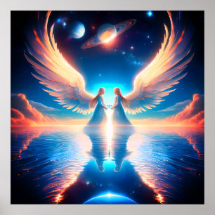 Poster Les doubles anges sur un mur de 24x24