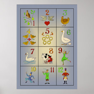 Poster Les douze jours de l'affiche de chanson de Noël