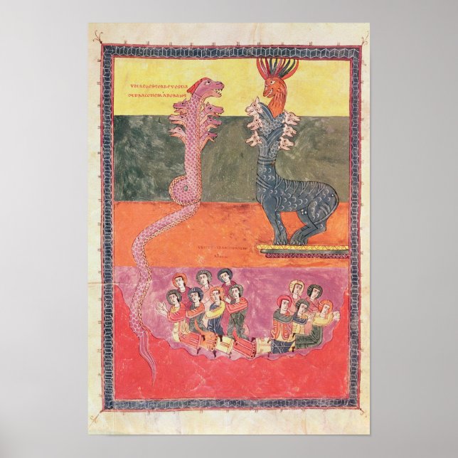 Poster Les dragons, du Girona Beatus (Devant)