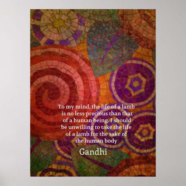 Poster Les droits des animaux inspirants de Gandhi citent (Devant)
