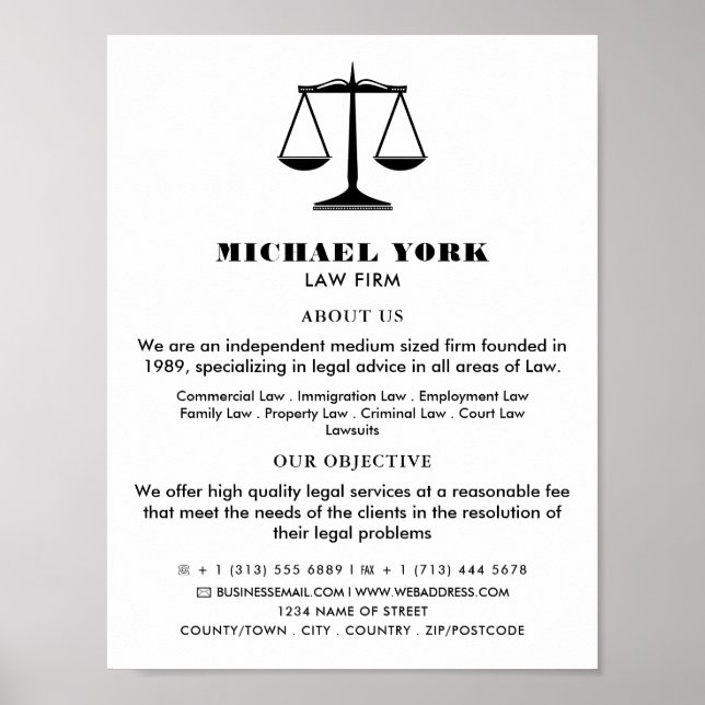 Poster Les échelles de la justice, services juridiques Pu (Devant)