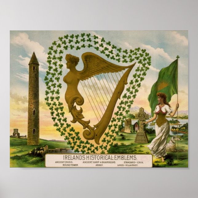 Poster Les Emblèmes historiques de l'Irlande (Devant)