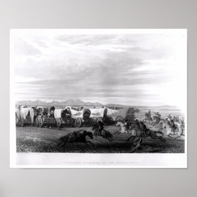 Poster Les émigrants attaqués par les Comanches (Devant)