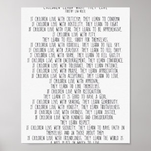 Poster Les Enfants Apprennent Ce Qu'Ils Vivent #minimalis
