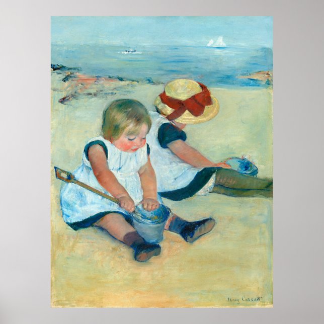 Poster Les enfants de Cassatt jouent sur la plage (Devant)