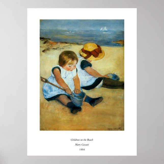 Poster Les enfants de Mary Cassatt sur la plage (1884) (Devant)