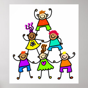 Poster Les enfants de travail d'équipe