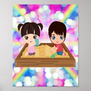 POSTER LES ENFANTS EN TEMPS DE JEUX SANDBOX