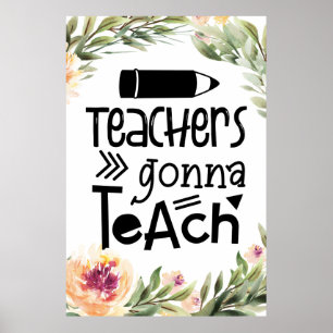Poster Les enseignants vont enseigner l'affiche