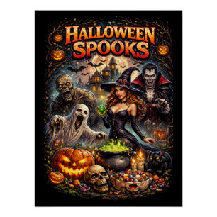 Poster Les épouvantails d'Halloween