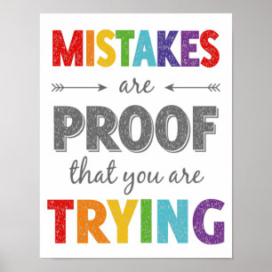 Poster Les Erreurs Sont La Preuve Que Vous Essayez De Cro