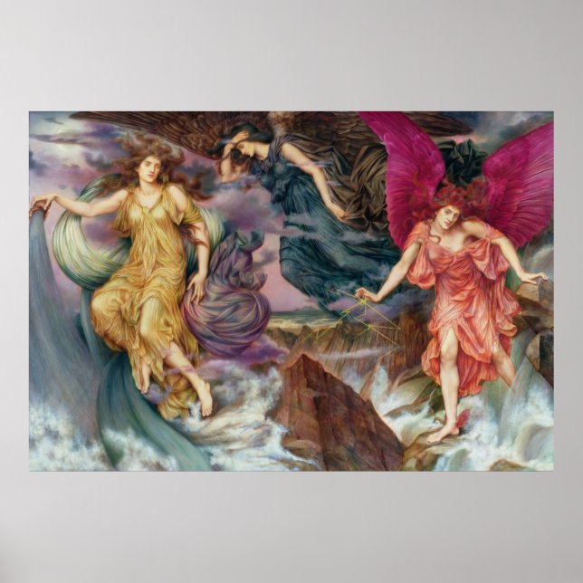 Poster Les esprits de tempête par Evelyn De Morgan (Devant)