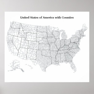 Poster Les Etats-Unis avec le contour vide des comtés