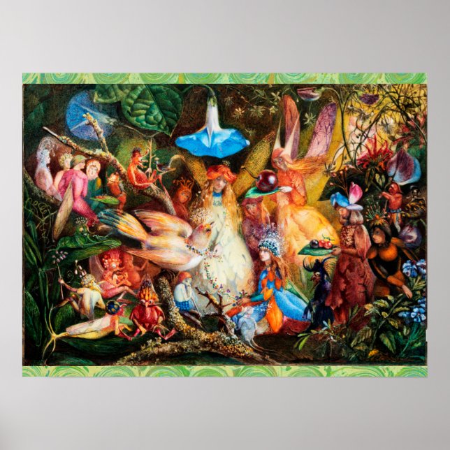 Poster LES FAIRIES FAVORIENT OISEAUX ENCHTonnés Bois (Devant)