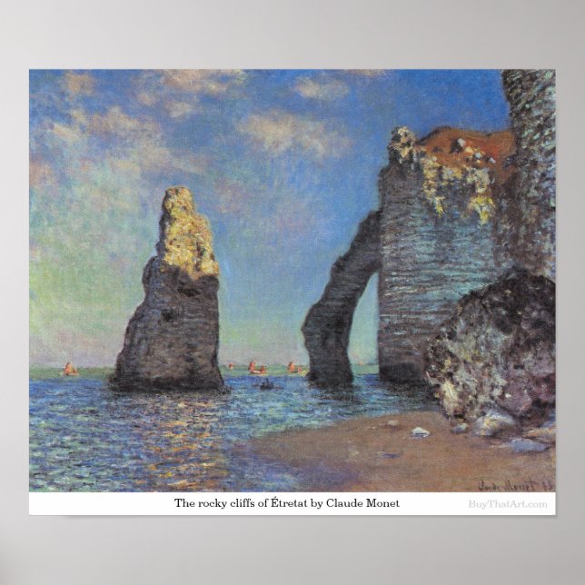 Poster Les falaises rocheuses d'Étretat par Claude Monet (Devant)