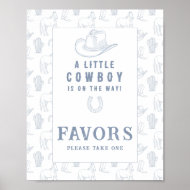 Poster Les faveurs du baby shower Cowboy