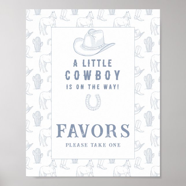 Poster Les faveurs du baby shower Cowboy (Devant)