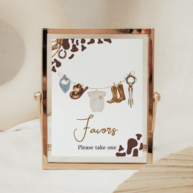 Poster Les faveurs du Baby shower Cowboy (Wild West Rodeo Baby Shower Favors Sign)