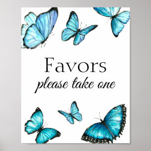 Poster Les faveurs en prennent une. Papillons bleu aquare