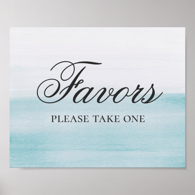 Poster Les faveurs. Mariage de script nautique bleu aquar (Devant)