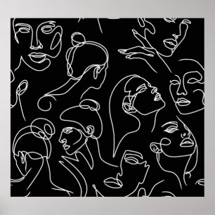Poster Les femmes affrontent le Motif de dessin Abstrait