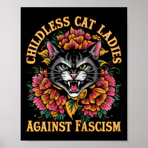 Poster Les femmes de chat contre le fascisme Président Ka