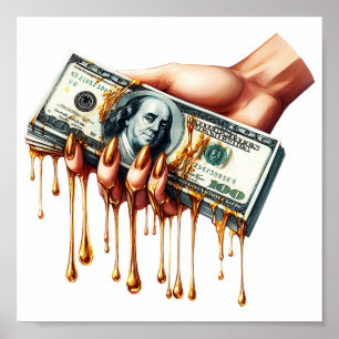 Poster les femmes donnent 100 dollars de billet d'or liqu