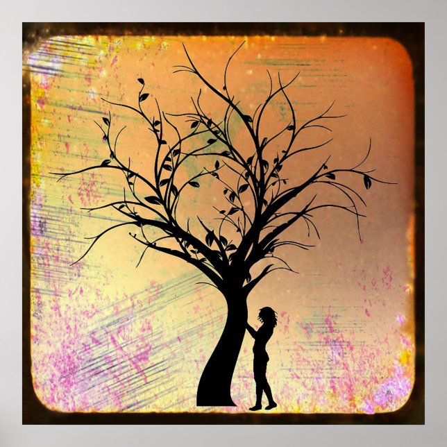 Poster Les femmes mystiques et la silhouette des arbres (Devant)