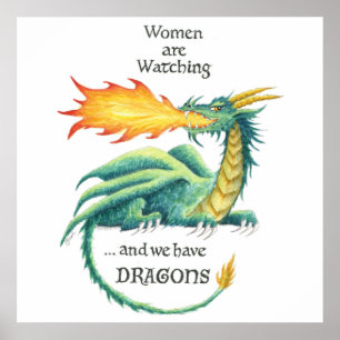 Poster Les femmes regardent...et nous avons des Dragons !